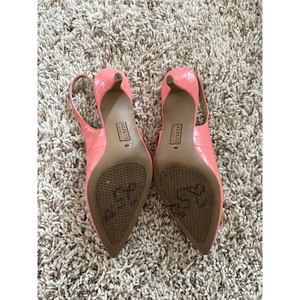 Alfani Step 'n Flex Women's‎ 8M Coral Faux Croc Slingback Heels - Picture 2 of 6